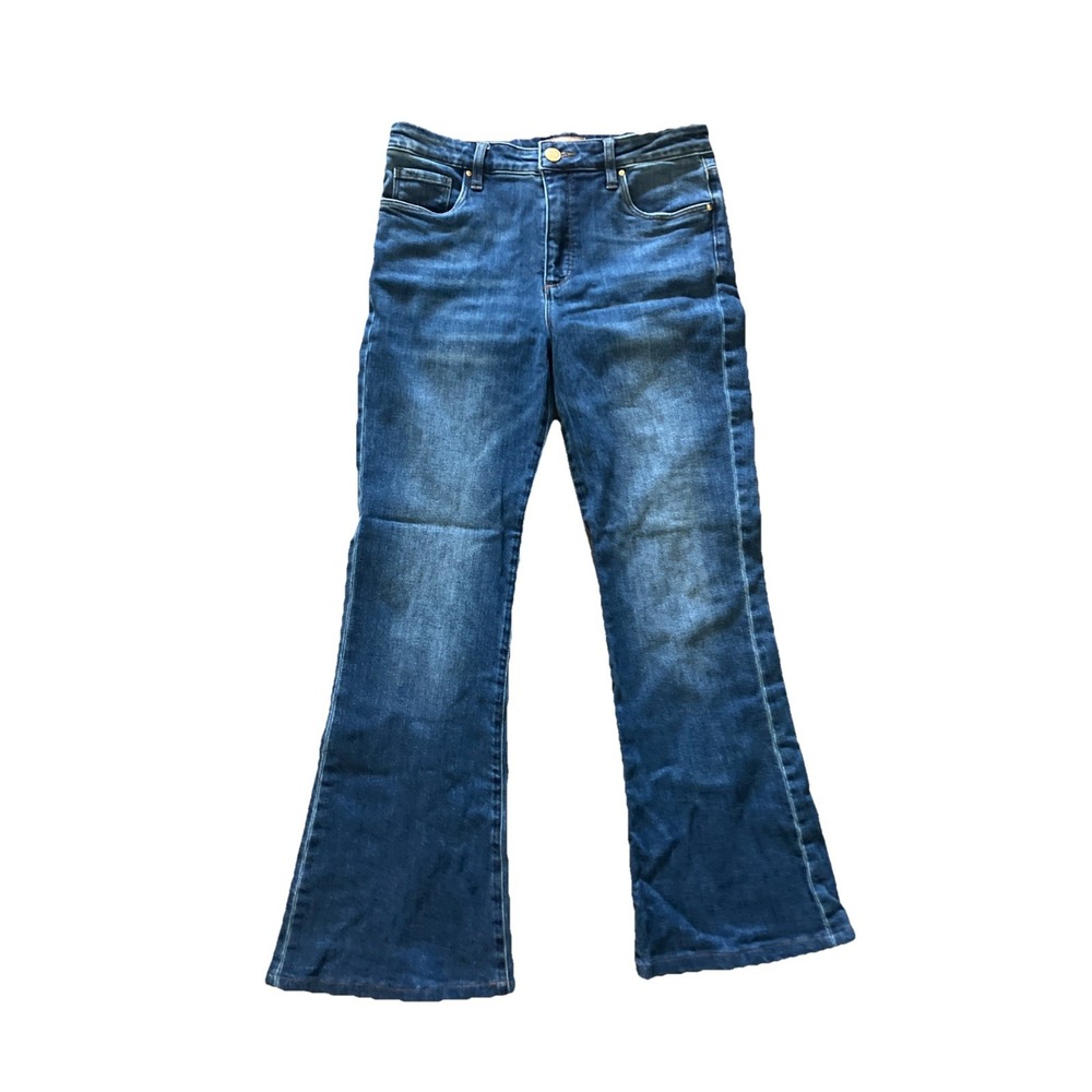Kut from the Kloth Jeans Womens 8 Blue Ana Flare High Rise Fab Ab Smoothing Dark